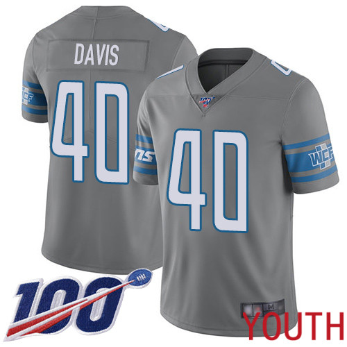 Detroit Lions Limited Steel Youth Jarrad Davis Jersey NFL Football 40 100th Season Rush Vapor Untouchable